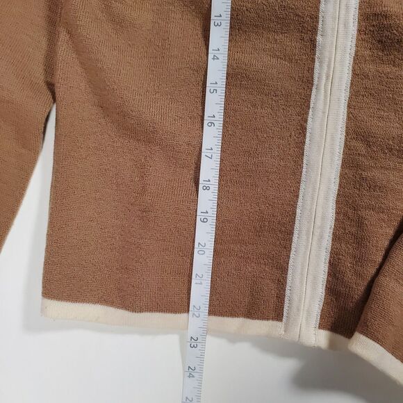 J Crew Women's Sweater Small Brown Merino Wool Long Sleeve Full Zip Classic - Picture 8 of 9